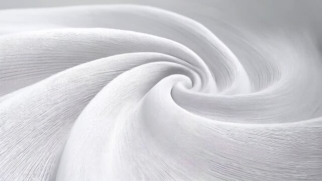 Elegant White Fabric Swirl: A close-up shot of a delicate white fabric elegantly swirled into a captivating spiral. This image exudes a sense of fluidity and ethereal beauty.