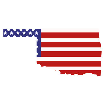 Map of Oklahoma with the United States flag