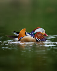 Mandarin Duck Swimming
