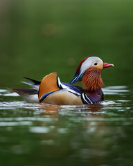 Mandarin Duck Swimming