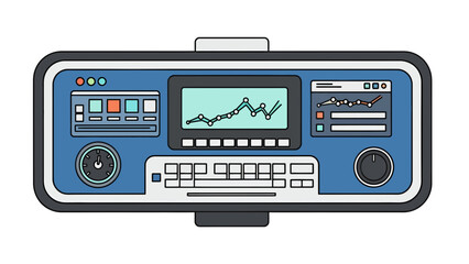 Fototapeta premium Control Panel Vector Illustration with Graph Display and Buttons, Digital Interface Design for Technology and Data Analysis Concepts