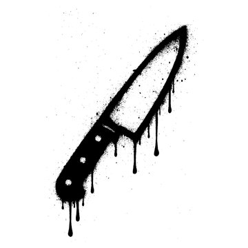 Stencil Graffiti Chef Knife Illustration with Spray Paint Drip Effect