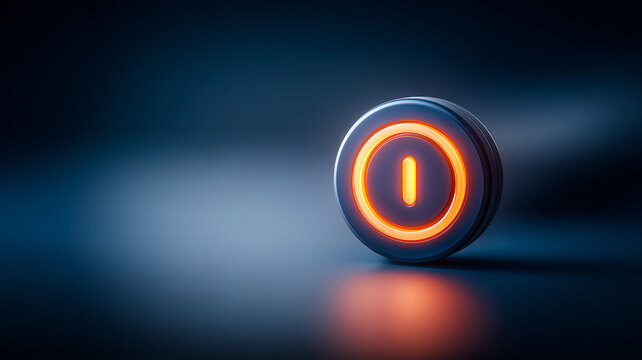 Power button icon on dark surface symbolizing startup, system control, and device activation.

