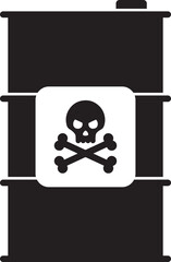 Hazardous Waste Barrel Icon With Skull and Crossbones