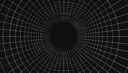 Fototapeta premium Digital Tunnel Perspective With Black and White Grid