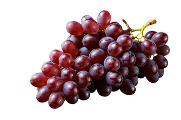 Fototapeta premium A cluster of juicy red grapes set against a clean white background, perfect for highlighting fruit or wine-related themes