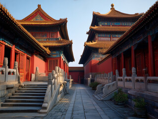Obraz premium Forbidden city imperial architecture showcasing traditional chinese heritage