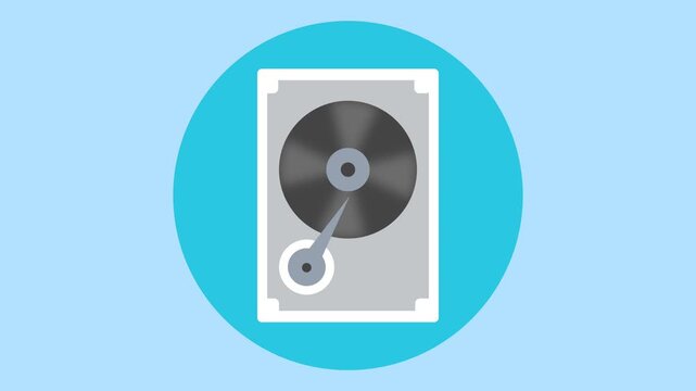 Hard disk animation with a background that can be changed using chroma key 