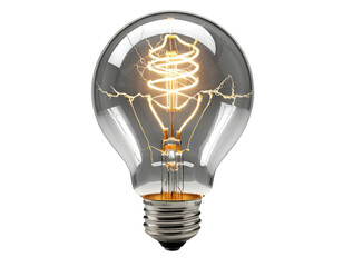 A light bulb containing a bright lightning strike