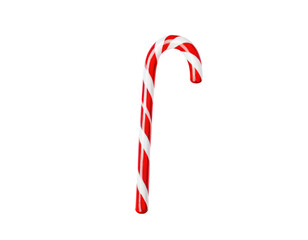 A colorful candy cane on a bright white background, perfect for holiday decorations or marketing materials
