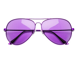A pair of purple sunglasses sit on a clean white background, ideal for fashion or beauty product promotions