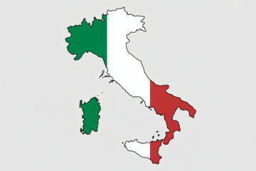 Vibrant map of Italy colored in the Italian flag colors, representing Italian culture and geography for travel and design
