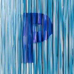 Blue reed glass font Letter P 3D