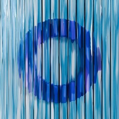 Blue reed glass font Letter O 3D
