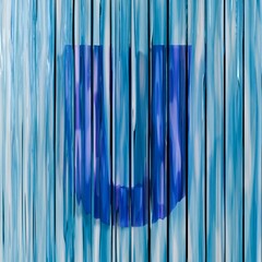 Blue reed glass font Letter U 3D