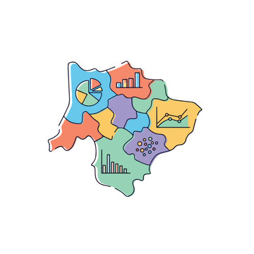Colorful Map with Charts and Graphs.