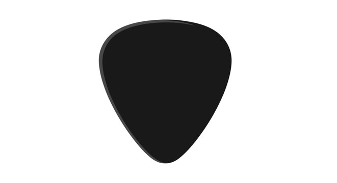 A Single Black Guitar Pick on a White Background.