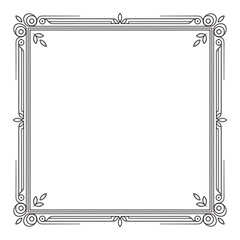 Elegant art deco style square frame with decorative borders and floral accents