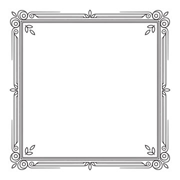 Elegant art deco style square frame with decorative borders and floral accents