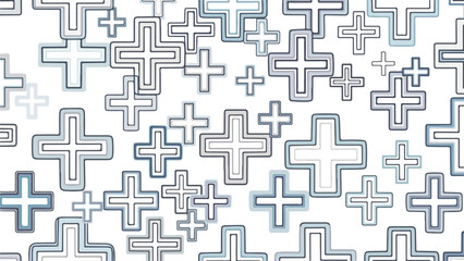 Gray Plus Signs Pattern on White Background.