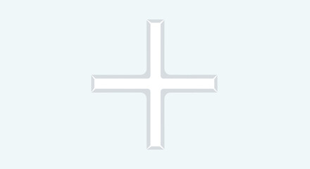 Fototapeta premium White Cross Symbol on Light Blue Background.