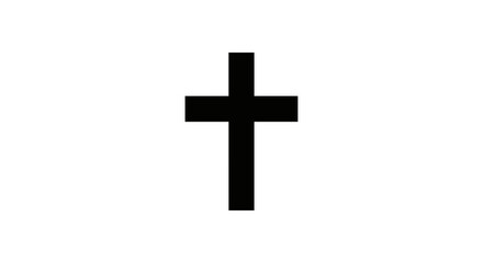 Obraz premium Simple Black Christian Cross Symbol Isolated on White Background.
