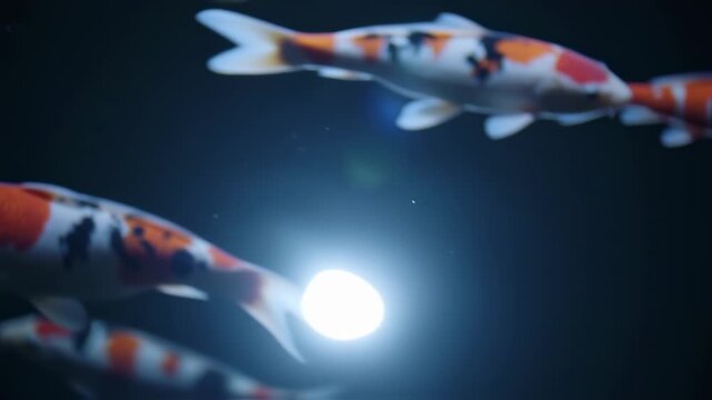 Colorful fish swimming in dark water