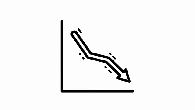 Simple Line Graph Showing Downward Trend and Arrow.