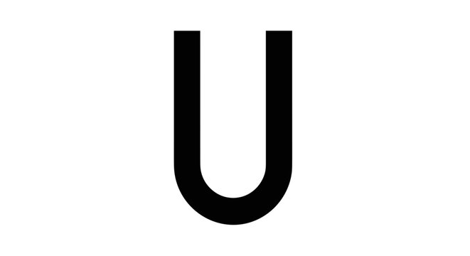 Bold Black Letter U on White Background.