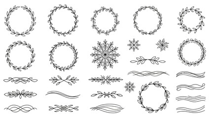 Elegant Botanical Wreaths and Dividers Collection for Festive Designs. © art.Co