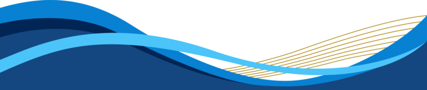 Business abstract wave line frame. Wavy curve background with gold line for footer, header, flyer, promotional banner. Vector isolated.