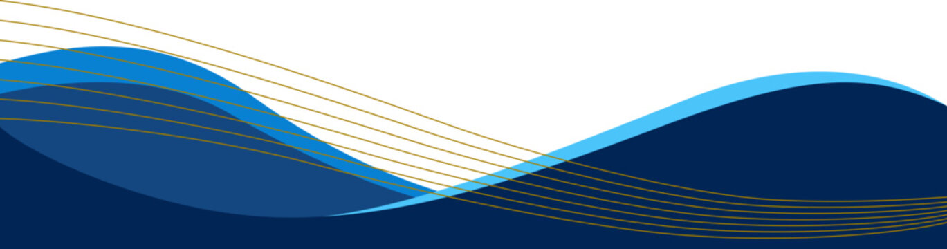 Business abstract wave line frame. Wavy curve background with gold line for footer, header, flyer, promotional banner. Vector isolated.