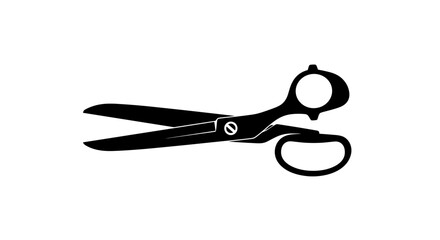 Black Silhouette of Open Scissors on White Background.