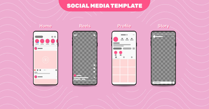 Social media template mock-up design, Post, Reels and Story Mockup Vector layout Template.