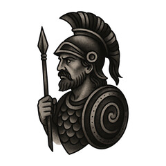 Fototapeta premium PNG Ancient warrior holding spear