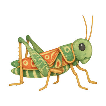 PNG Colorful whimsical grasshopper illustration