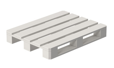 Clean white wooden pallet isolated on a white background, ready for shipping