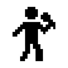 Obraz premium PNG Pixelated figure holding tool