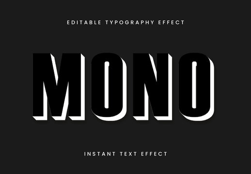 Black And White Minimal Mono 3D Text Effect Strong Shadow Font
