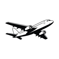 Black and white airplane with two engines aircraft