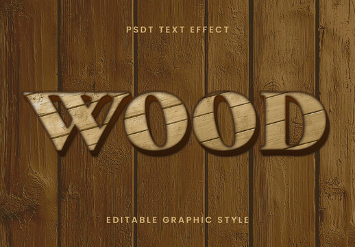 Brown Wooden Engraved 3D Wood Text Effect Timber Rustic Font