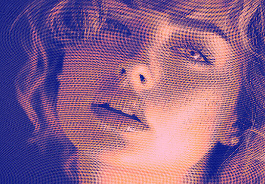 Dotted Halftone Engraving Photo Effect