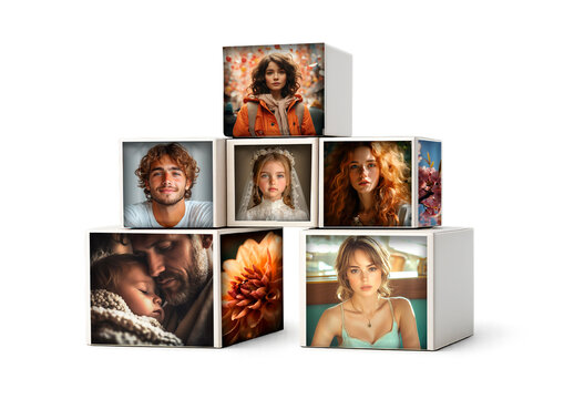 Cube Collage Photo Effect Mockup