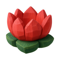 Fototapeta premium PNG Vibrant wooden lotus flower illustration.