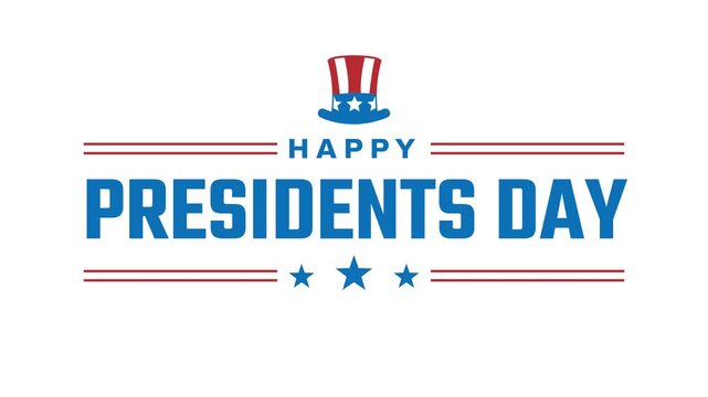 Happy President's Day text animation. Transparent background. 4K resolution