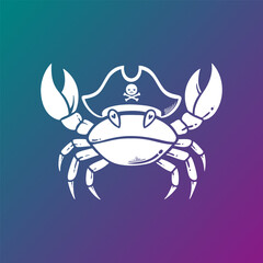 Cute pirate crab wearing hat with skull and crossbones icon vector