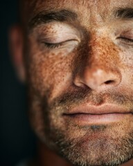 Obraz premium Close-up portrait of a professional taking a slow calming breath