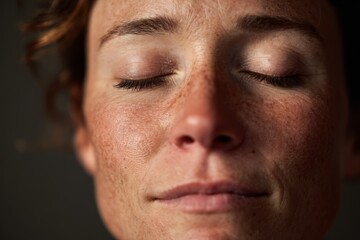 Obraz premium Close-up portrait of a professional taking a slow calming breath