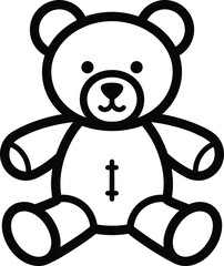 A cute black line drawing teddy bear sitting upright