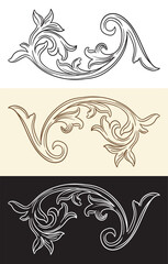 Vintage swirl decorative design monogram vector illustration